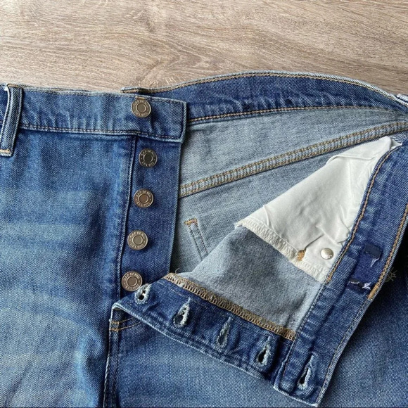 Gap Denim High Rise Distressed Button Fly Cut Off Shorts - Picture 6 of 11